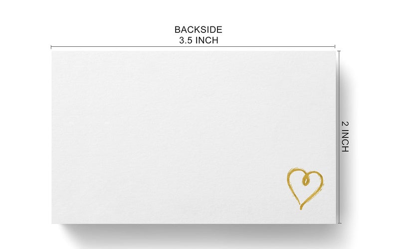 RXBC2011 100 Little Thank You Cards Gold Heart Design Bulk Thank you Notes for All Occasions Standard Business Card Size 3.5 x 2 inches white - Image 3